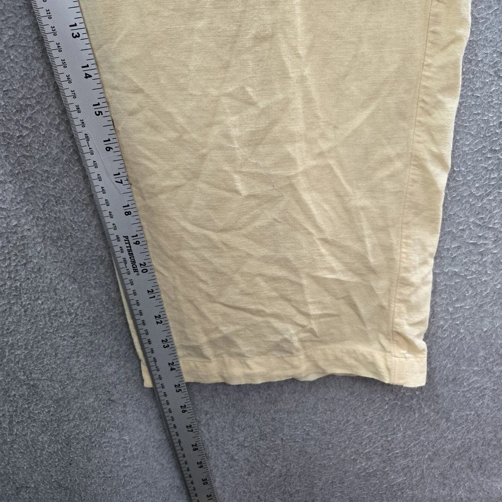 American Eagle Outfitters Women Jumpsuit L Yellow Cotton Linen Tie Coastal Beach